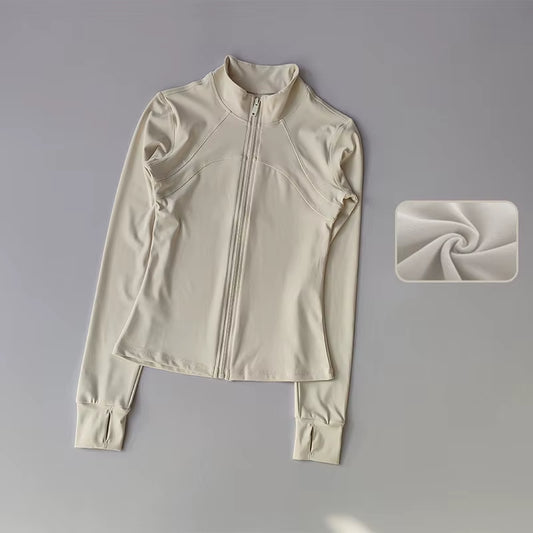 Yoga Suit Women'S High-End Standing Collar Long Sleeved Sports Jacket Running Training Fitness Top Windproof Running Suit