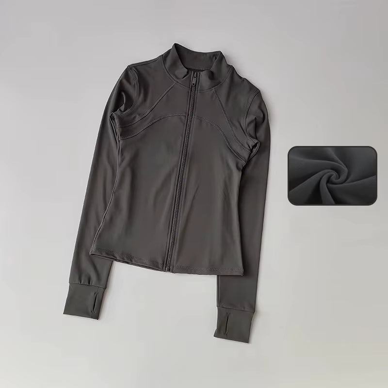 Yoga Suit Women'S High-End Standing Collar Long Sleeved Sports Jacket Running Training Fitness Top Windproof Running Suit
